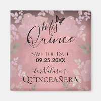 Rose Rose chic Quinceanera rose Enregistrer la dat