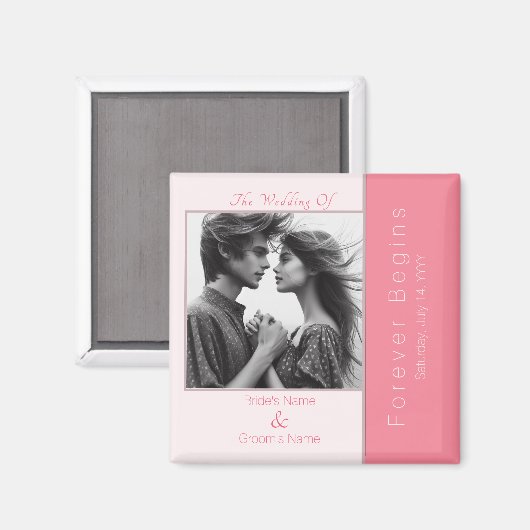 Aimant Rose rose pour toujours commence Mariage photo mod (Recto/Verso)