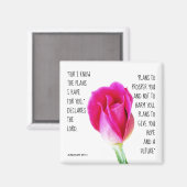 Aimant Rose rose, verset de Jérémie 29:11 (Recto/Verso)