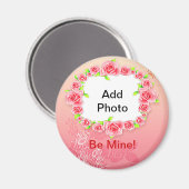 Aimant Rose Roses Valentine Ajouter Votre Photo (Recto/Verso)