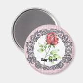Aimant Rose rouge (Recto/Verso)