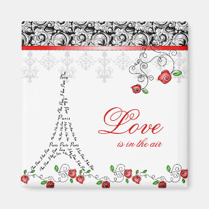Aimant Rose rouge d'aimant d'amour de Paris de Français