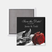 Aimant Rose rouge Enregistrer la date (Recto/Verso)