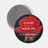 Aimant Rose rouge Enregistrer l'aimant de date (Recto/Verso)