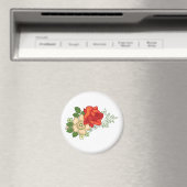 Aimant Rose rouge et marguerites (In Situ (Lave-vaisselle))