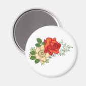 Aimant Rose Rouge et Pâquerettes (Recto/Verso)