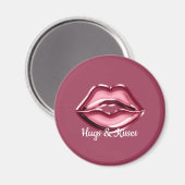 Aimant Rose rouge lèvres Kiss (Recto/Verso)