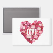 Aimant Rose rouge pétales Floral Amour (Recto/Verso)