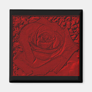 Aimant Rose rouge "sculpture "