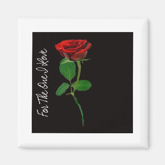 Aimant Rose rouge simple - à celui que j'aime (Devant)