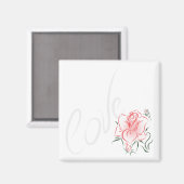 Aimant Rose rouge stylisée et amour (Recto/Verso)