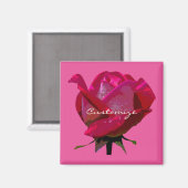 Aimant rose rouge unique couleur (Recto/Verso)