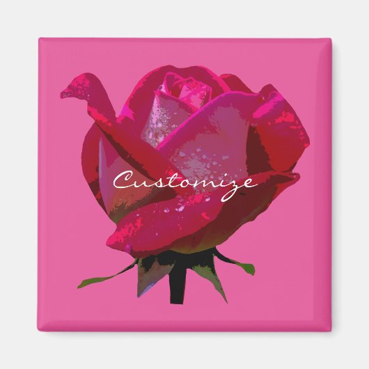Aimant rose rouge unique couleur (Devant)