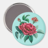 Aimant Rose rouge vintage (Recto/Verso)