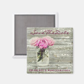 Aimant rose rustique mason jar mariage enregistrer la dat (Recto/Verso)