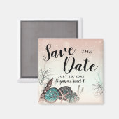 Aimant Rose sous les coquillages de plage Enregistrer la  (Recto/Verso)