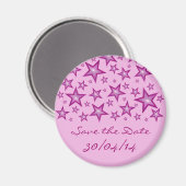 Aimant Rose Stars 'Save the Date' rose pâle (Recto/Verso)