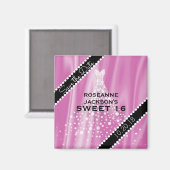 Aimant Rose Sweet 16 Enregistrer la date Elegant Diamants (Recto/Verso)