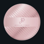 Aimant Rose tendance Modèle or Monogramme moderne<br><div class="desc">Modèle or Rose tendance Monogrammed Moderne Arrondi Magnet.</div>