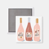Aimant Rose Toute la journée vin amoureux cadeau (Recto/Verso)