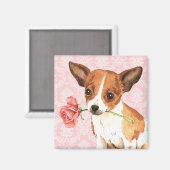 Aimant Rose Valentin Chihuahua (Recto/Verso)