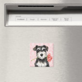 Aimant Rose Valentin Mini Schnauzer (In Situ (Lave-vaisselle))