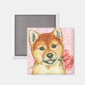 Aimant Rose Valentin Shiba Inu (Recto/Verso)