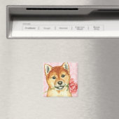 Aimant Rose Valentin Shiba Inu (In Situ (Lave-vaisselle))