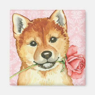 Aimant Rose Valentin Shiba Inu