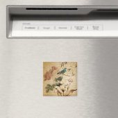 Aimant Rose victorien Paris Scripts oiseau français botan (In Situ (Lave-vaisselle))
