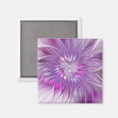 Aimant Rose violet passion Fleur Art Abstrait Fractal (Recto/Verso)