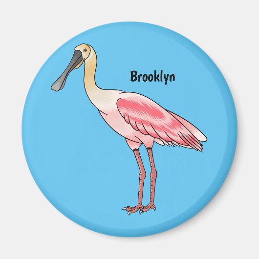 Aimant Roseate spoonbill bird cartoon illustration (Devant)