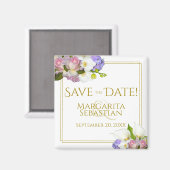 Aimant Rosebuds rose & Calla Lilies Mariage Enregistrer l (Recto/Verso)