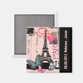 Aimant rosée paris eiffel tour destination mariage (Recto/Verso)