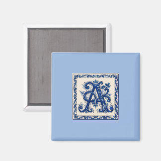 Aimant Rosemaling Monogram Prussian Blue