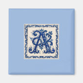 Aimant Rosemaling Monogram Prussian Blue (Devant)
