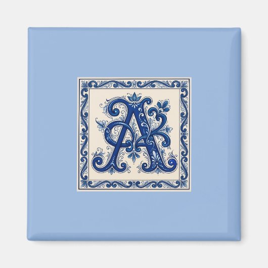 Aimant Rosemaling Monogram Prussian Blue (Devant)