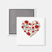 Aimant Roses And Skulls Heart Gothic Style Valentine Be M (Recto/Verso)