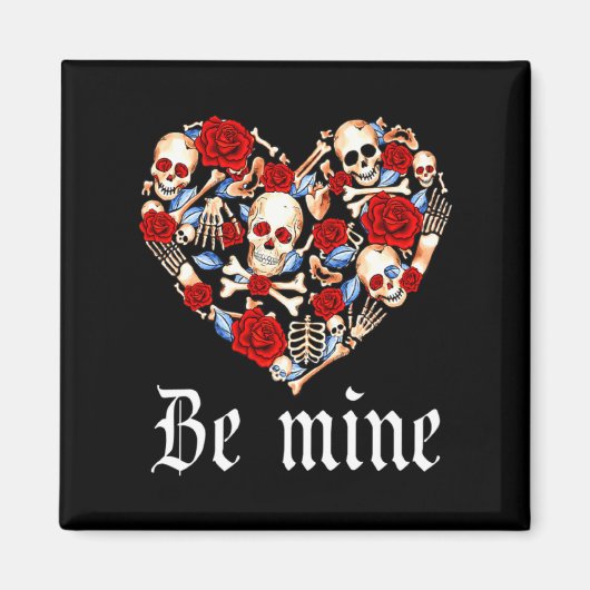 Aimant Roses And Skulls Heart Gothic Style Valentine Be M (Devant)