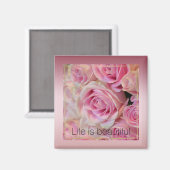 Aimant Roses blanches roses Belles moments (Recto/Verso)