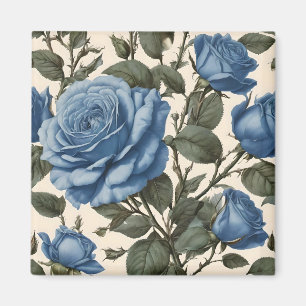 Aimant Roses Bleus Et Feuilles Verts,