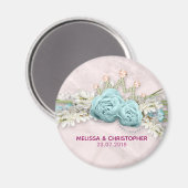 Aimant Roses bleus et Mariage de bouquet floral de la Cou (Recto/Verso)