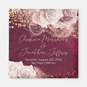 Aimant Roses d'aquarelle romantique sur Mariage bourgogne