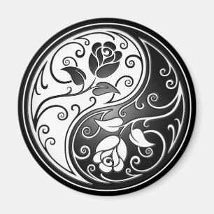 Aimant Roses de Yin Yang, noirs