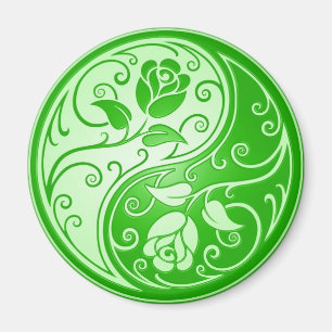 Aimant Roses de Yin Yang, verts