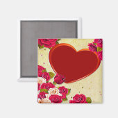 Aimant Roses et cadre cardiaque Ajouter votre photo (Recto/Verso)
