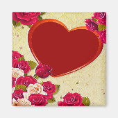 Aimant Roses et cadre cardiaque Ajouter votre photo (Devant)