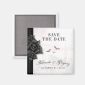Aimant Roses et chauves-souris noires gothiques Mariage H (Recto/Verso)