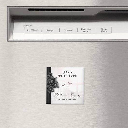 Aimant Roses et chauves-souris noires gothiques Mariage H (In Situ (Lave-vaisselle))