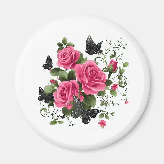 Aimant Roses et Papillons (Devant)